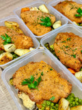 Italian Chicken Cotoletta (schnitzel) with potatoes and vegetables -single serve - frozen